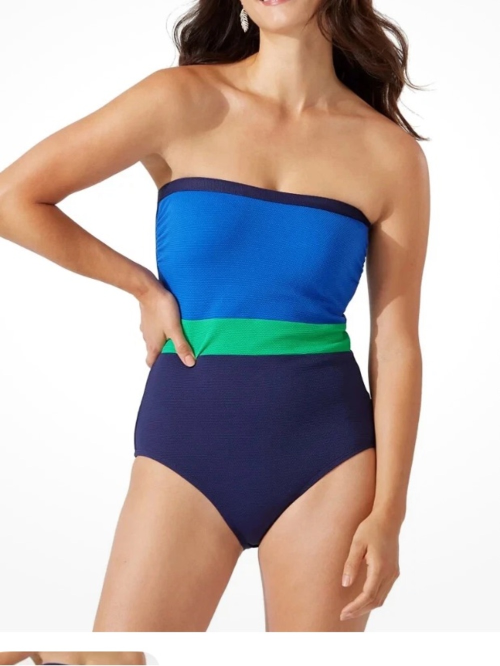 Tommy Bahama Woman's Island Cays Vivid Palm Bandeau One-Piece Swimsuit Sz 14
